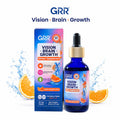 GRR Kids Vision Brain Growth Drops | Eye, Focus & Healthy Growth Support | Lutein, Zeaxanthin, Astaxanthin, DHA, PS, Vitamin D3 & K2 | Orange Flavor | 60mL